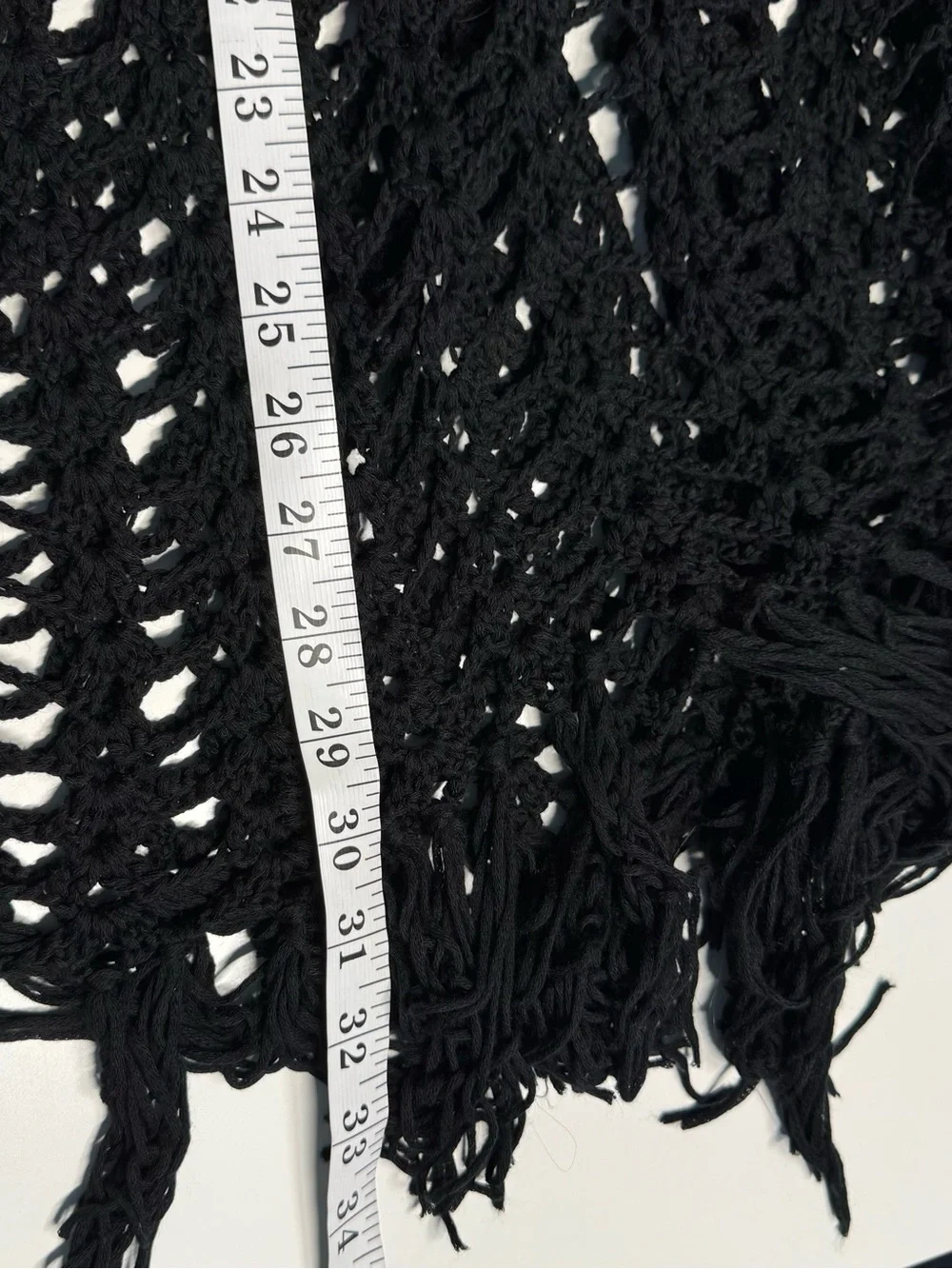 DO EVERYTHING IN LOVE Black Fringe Tribal Embroidered Crochet Boho Vest OS